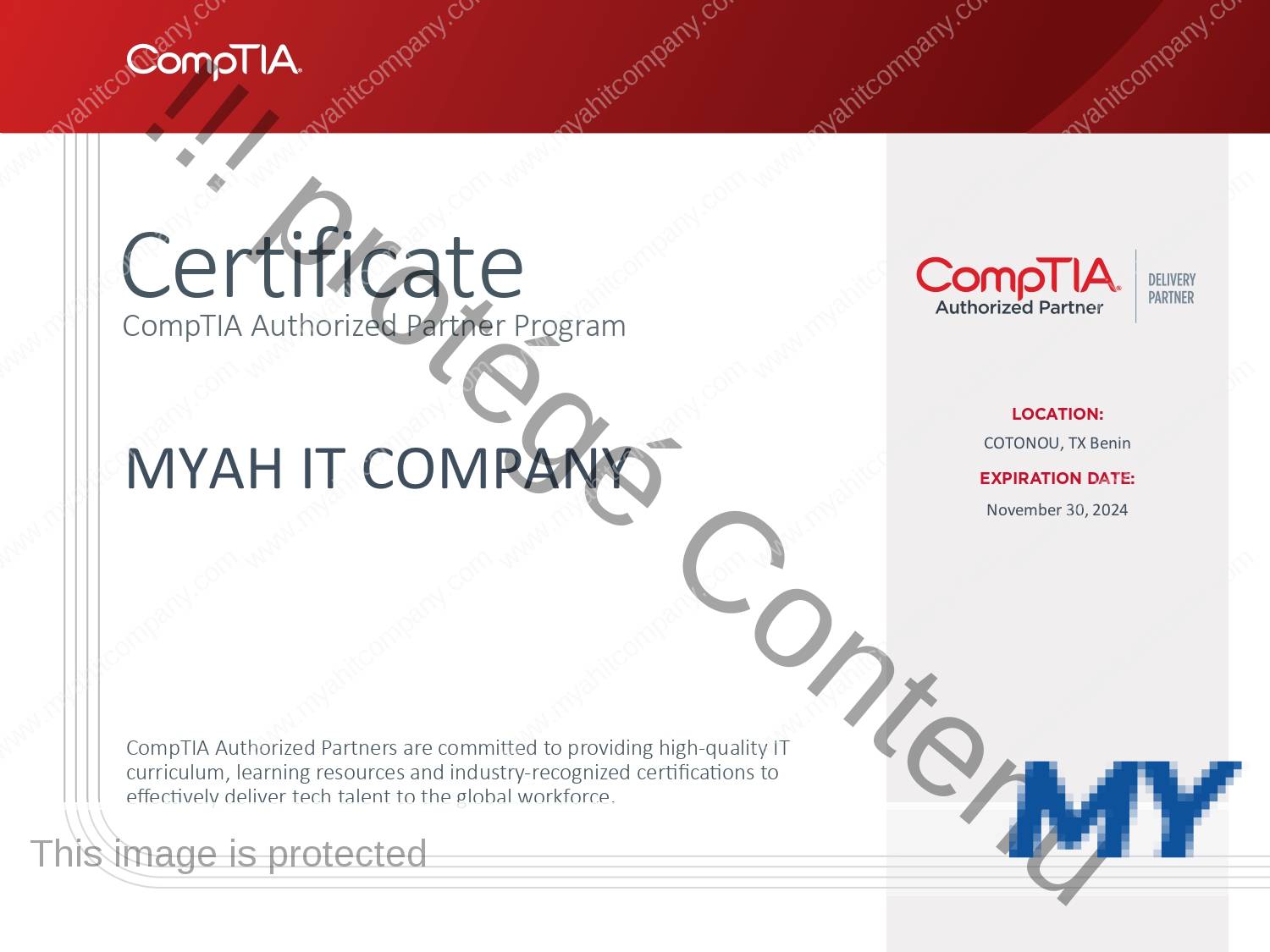 Partenariat MYAH IT COMPANY et CompTia